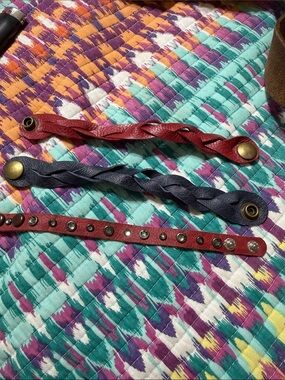 3 boho leather bracelets